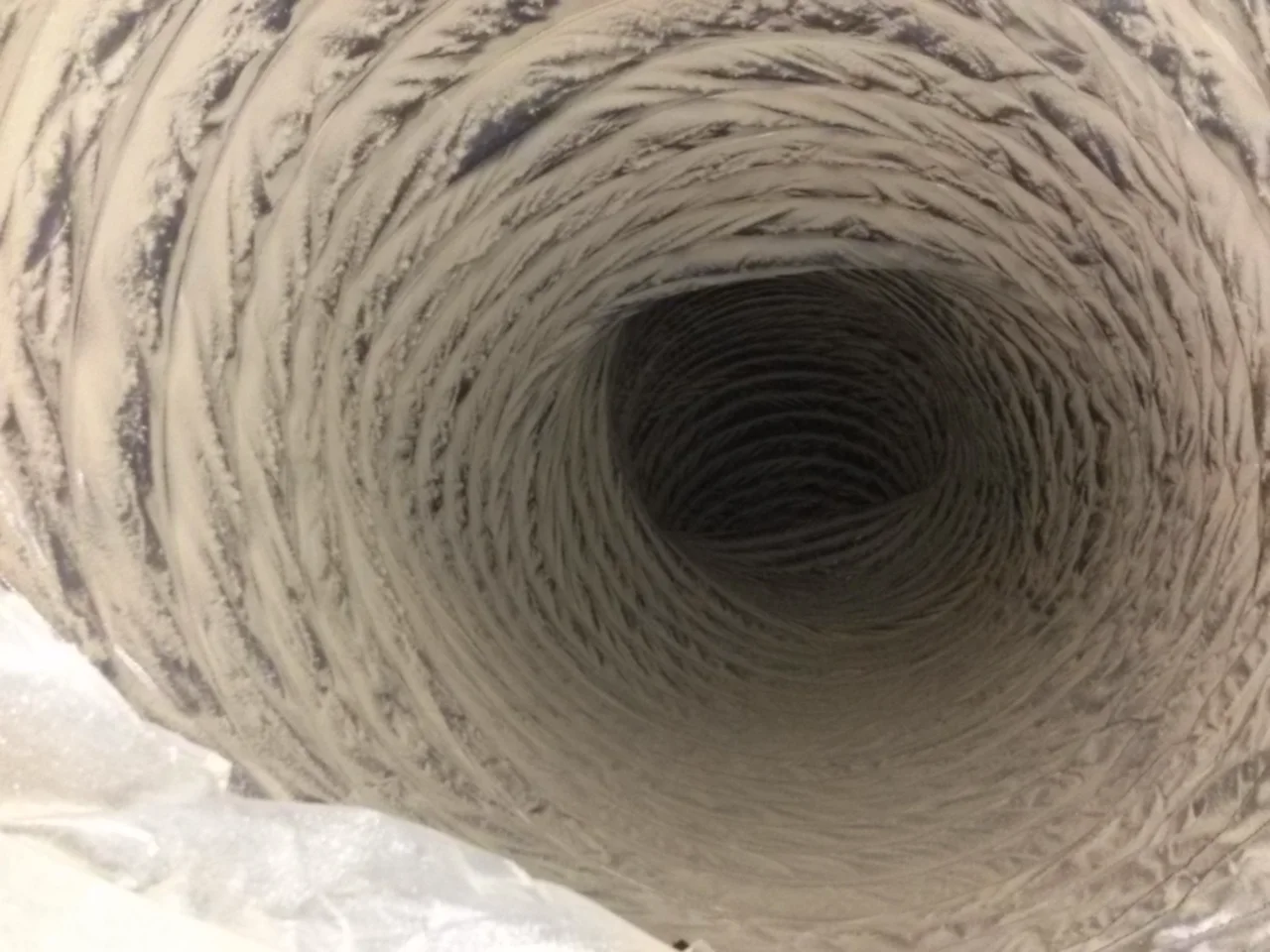 Dust buildup inside Las Vegas ductwork before cleaning