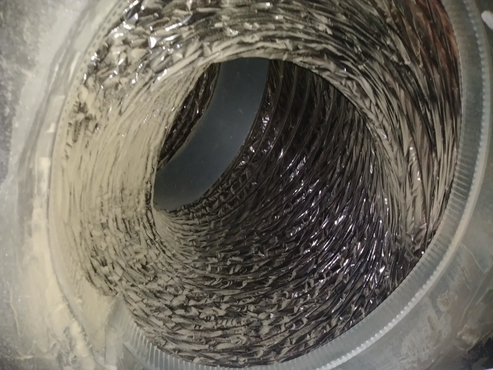 Ductwork before cleaning